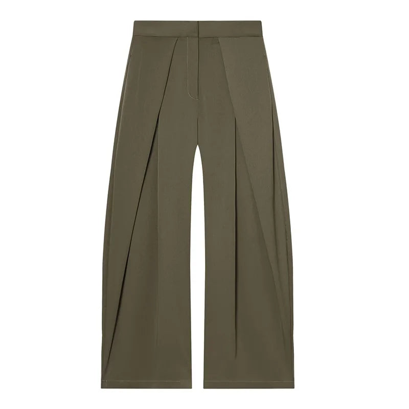 Damen weite Oversize-Hose, gestreift, elegant, Büro