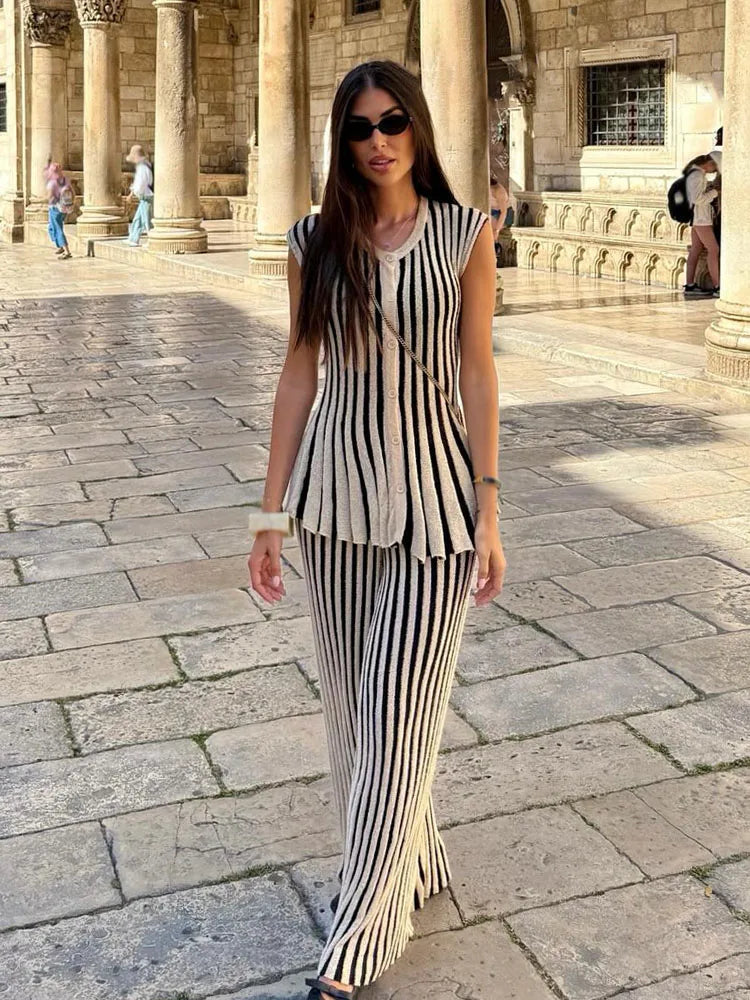 Gestreiftes Strick-Set Top & Hose - JWANOFFIZIELL