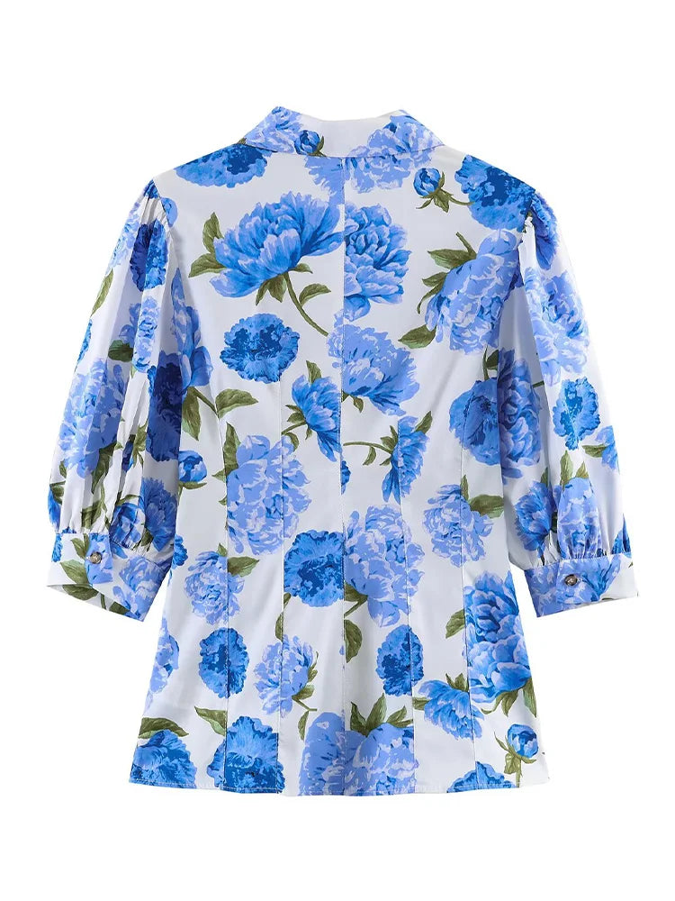 Popeline-Hemd mit Blauem Print - JWANOFFIZIELL