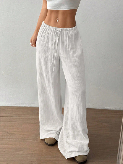 Lässige Straight-Leg Hose Damen – Kordelzug Elastischer Bund Streetwear
