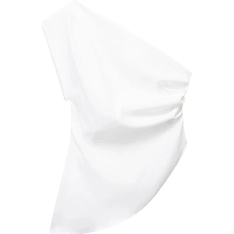 Asymmetrisches Off-Shoulder Top in Weiß - JWANOFFIZIELL