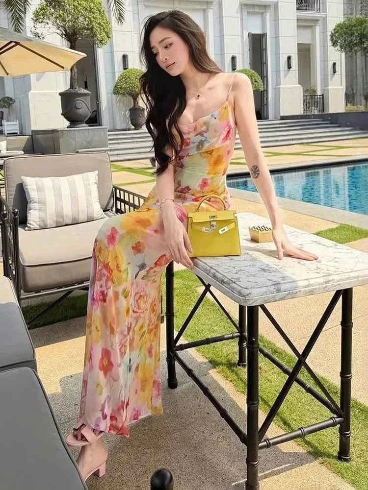 Blumen Maxi Trägerkleid - JWANOFFIZIELL