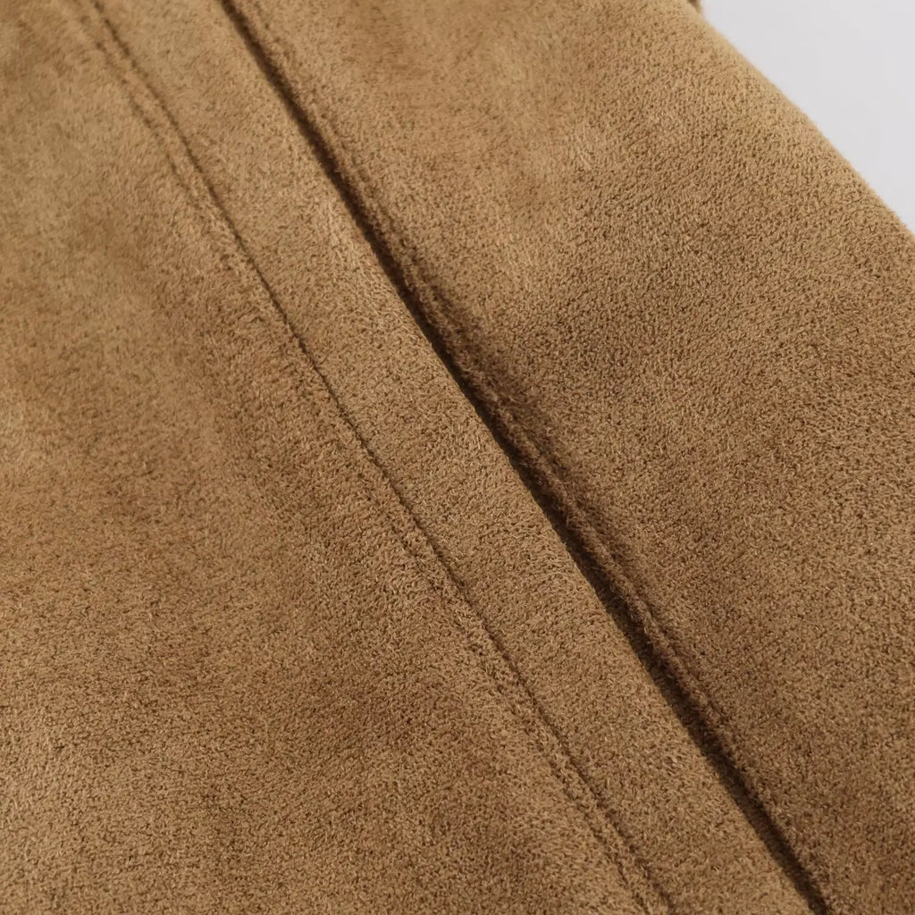 Veloursleder-Jacke Gürtel Minimal - JWANOFFIZIELL