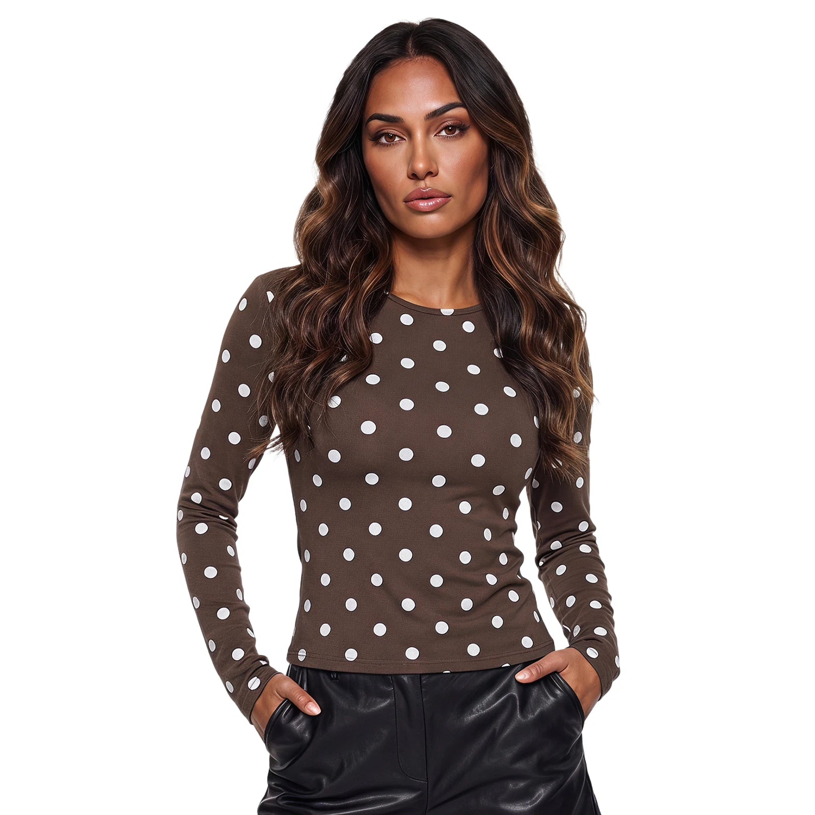 Punkte-Print Langarmshirt Slim Fit - JWANOFFIZIELL