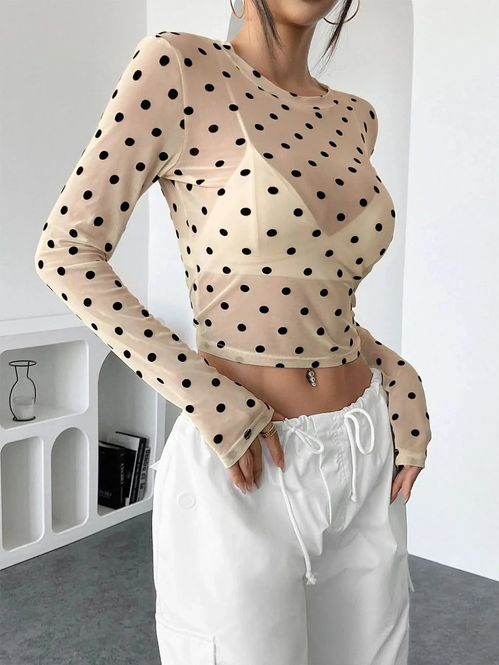 Polka-Dot Mesh-Top - JWANOFFIZIELL