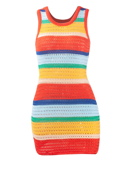 Damen Gestreiftes Strick-Minikleid, eng anliegend, Streetwear