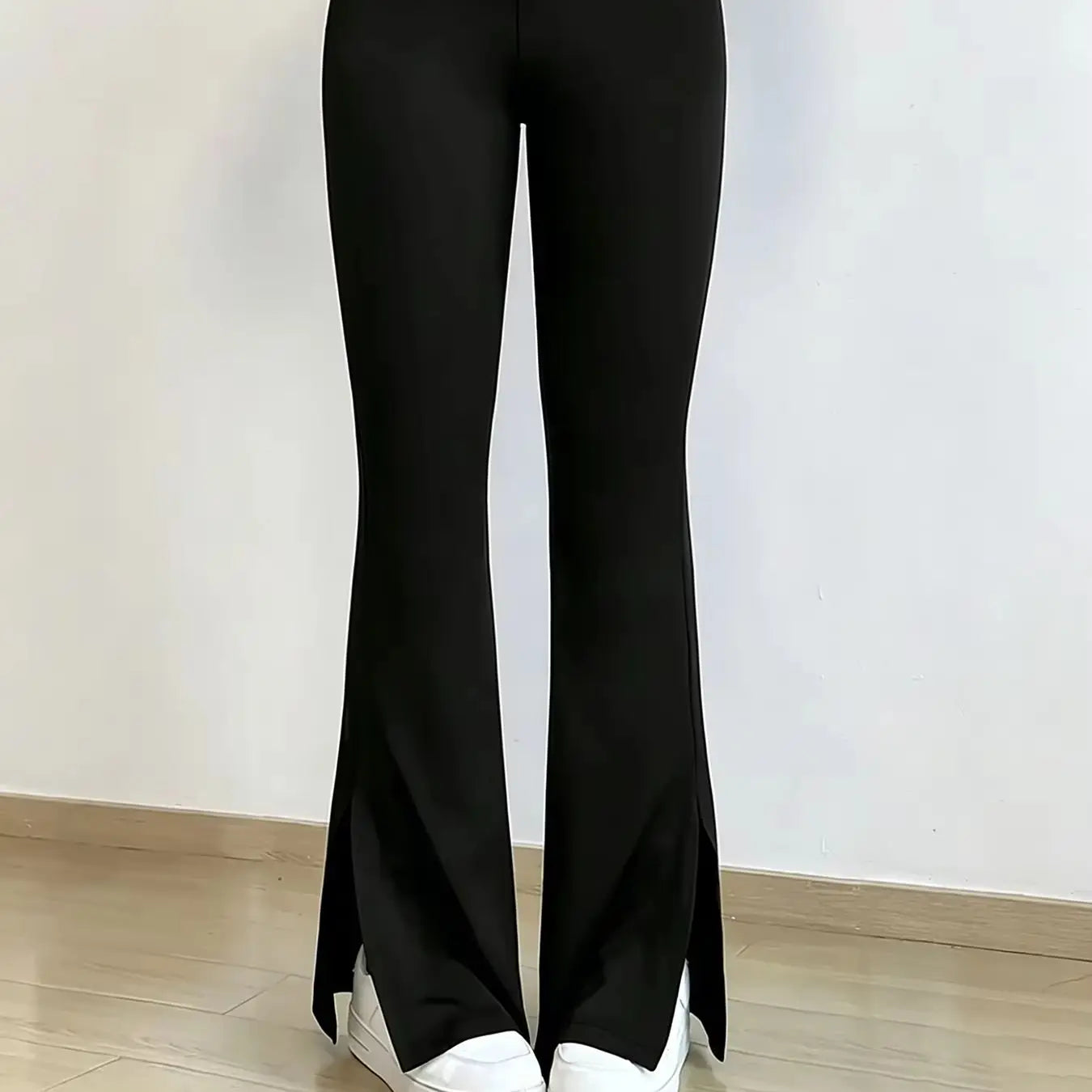 High-Waist-Yoga-Schlaghose Damen – Seitenschlitz Figurformend Breathable Streetwear