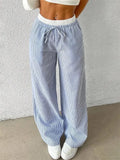 Gestreifte Wide-Leg Hose in Himmelblau - JWANOFFIZIELL