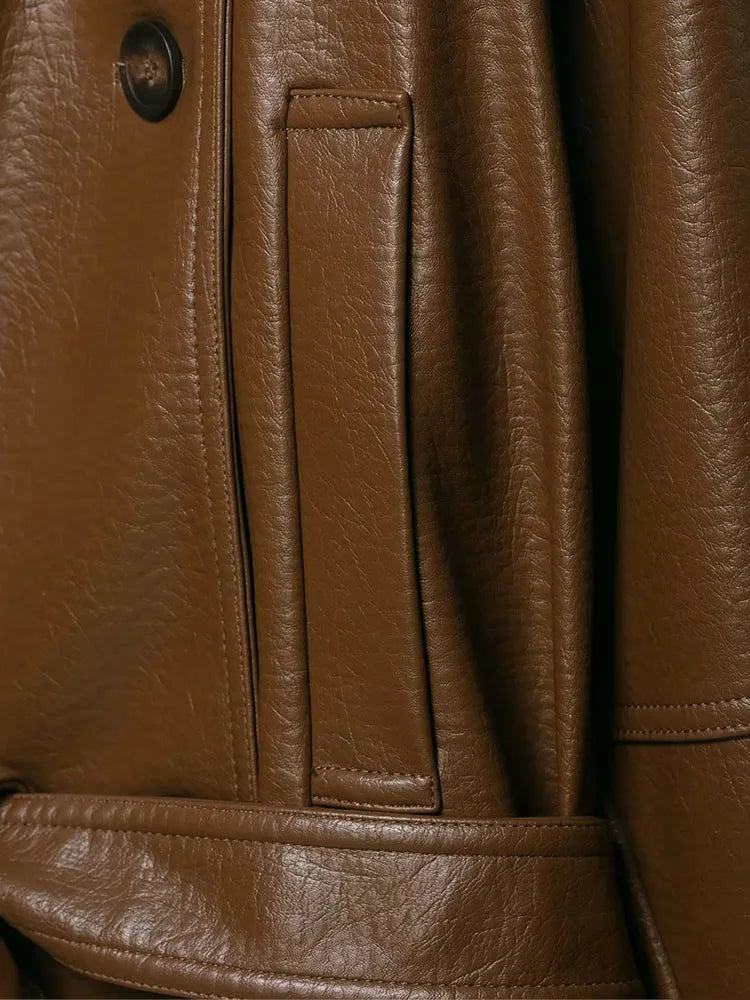 Kunstleder-Trenchcoat mit Gürtel - JWANOFFIZIELL