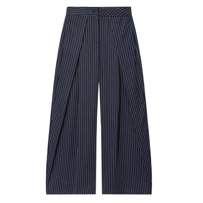 Damen weite Oversize-Hose, gestreift, elegant, Büro