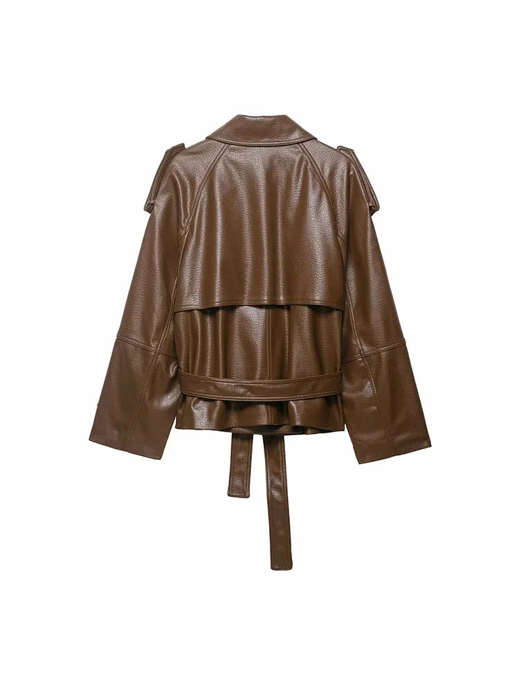 Kunstleder-Trenchcoat mit Gürtel - JWANOFFIZIELL