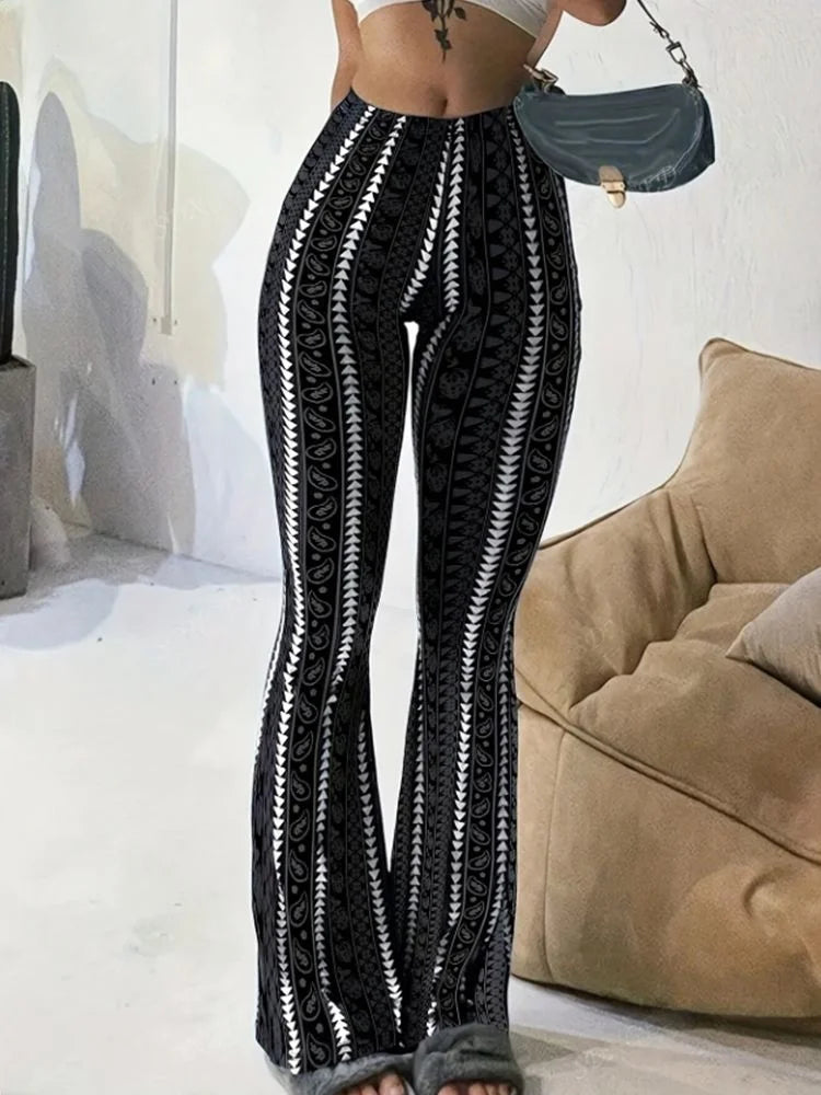 Retro-Print Flared Leggings - JWANOFFIZIELL