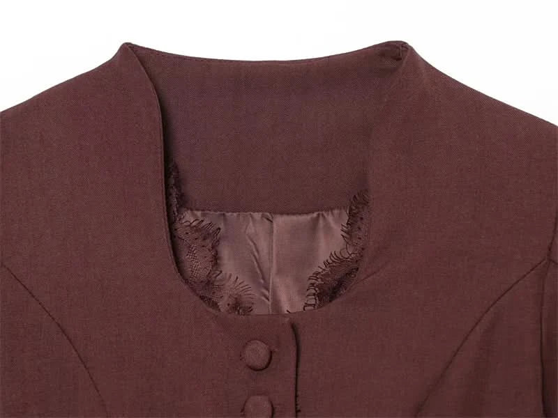 Puffärmel Spitzen-Blazer