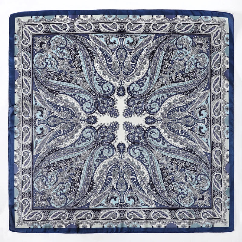 Luxuriöses Satin-Seidentuch Damen – Quadratisches Markentuch mit Blumenmuster