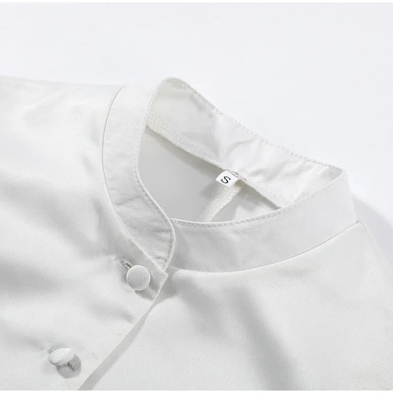 Cropped Puffärmel-Top mit Stehkragen - JWANOFFIZIELL