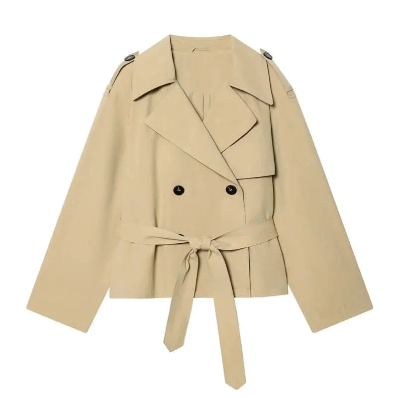 Kurzer Gürtel-Blazer in Khaki - JWANOFFIZIELL