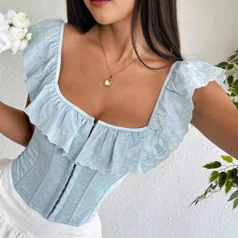 Rüschen Lace-up Top