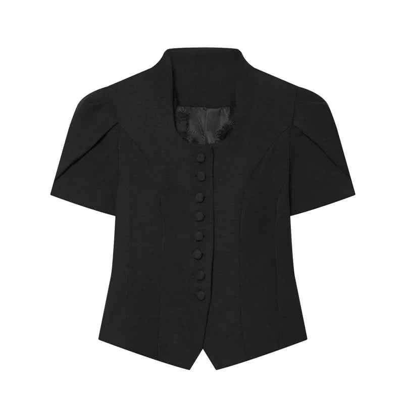Puffärmel Spitzen-Blazer