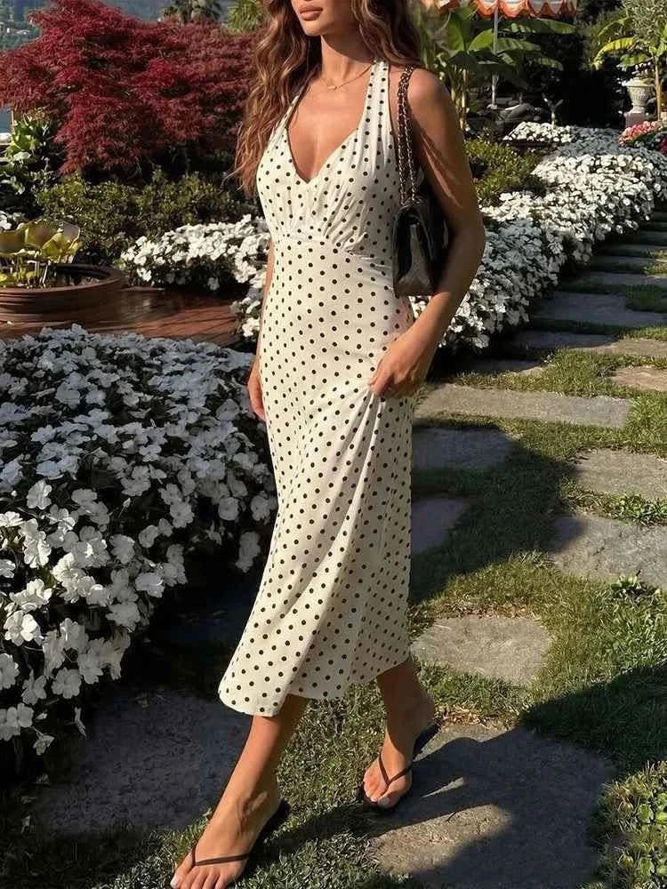 Polka Dot Neckholder Kleid - JWANOFFIZIELL