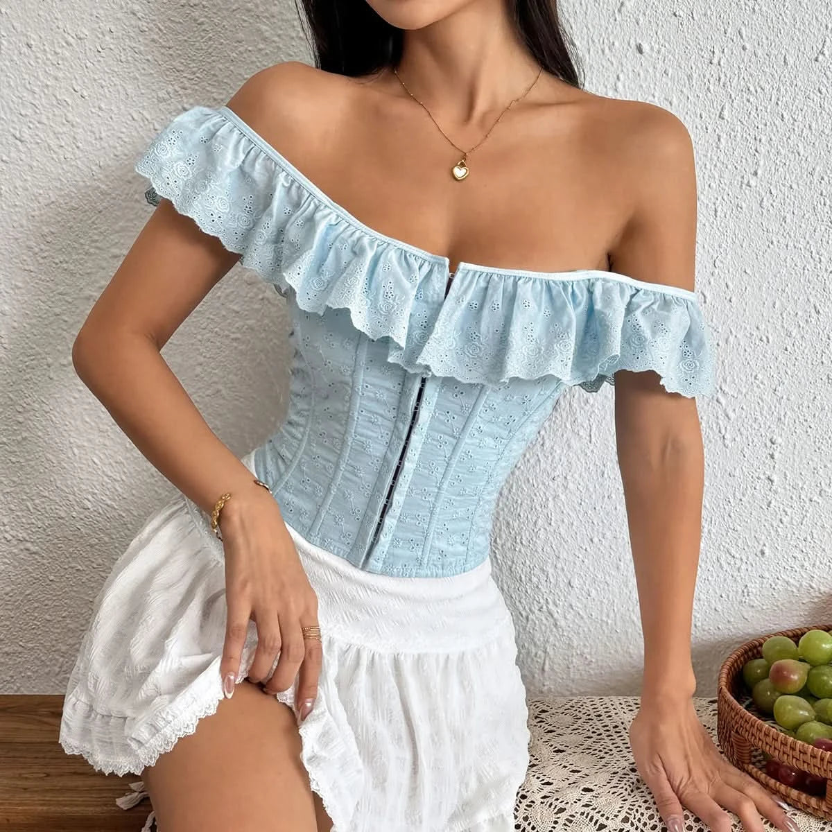 Rüschen Lace-up Top