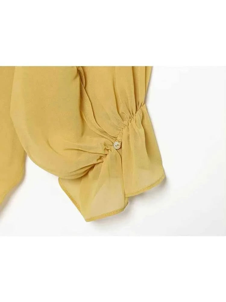 Spitzen Laternenärmel Bluse