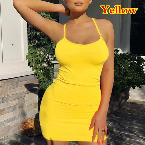 Damen Bodycon-Minikleid mit Spaghettiträgern