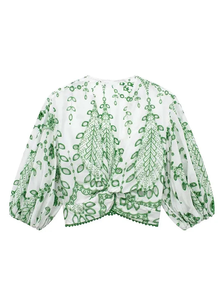 Besticktes Sommer-Set Damen – Kurze Bluse & Shorts mit Stickerei