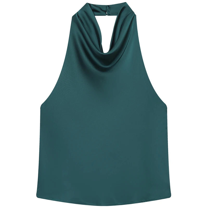Damen Halter Satin Korsett Top Rückenfrei Elegant