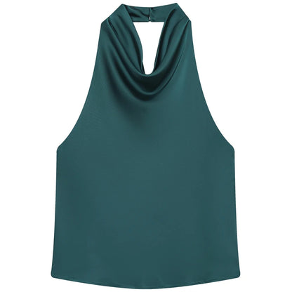 Damen Halter Satin Korsett Top Rückenfrei Elegant