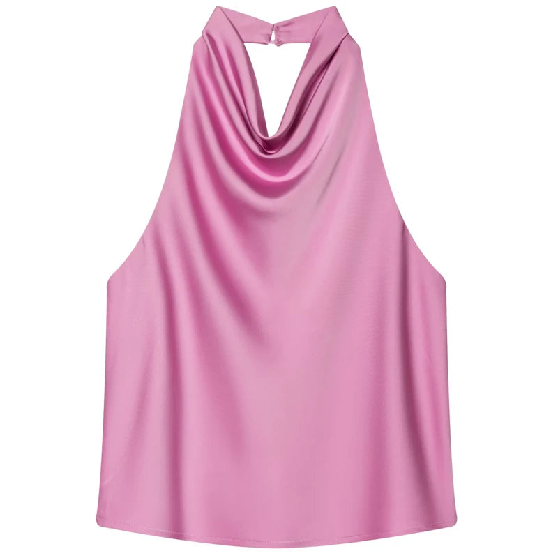 Damen Halter Satin Korsett Top Rückenfrei Elegant