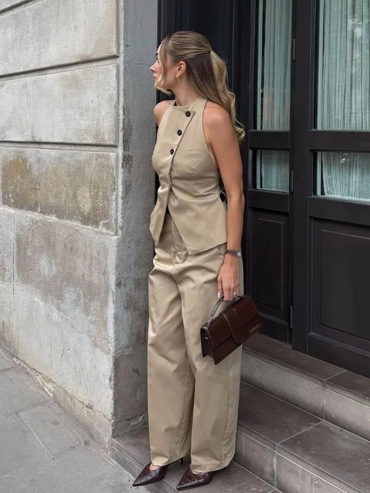 Neckholder-Top & High-Waist Hose Anzug-Set - JWANOFFIZIELL