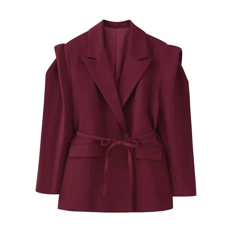 Print Schnür-Blazer in Burgund - JWANOFFIZIELL