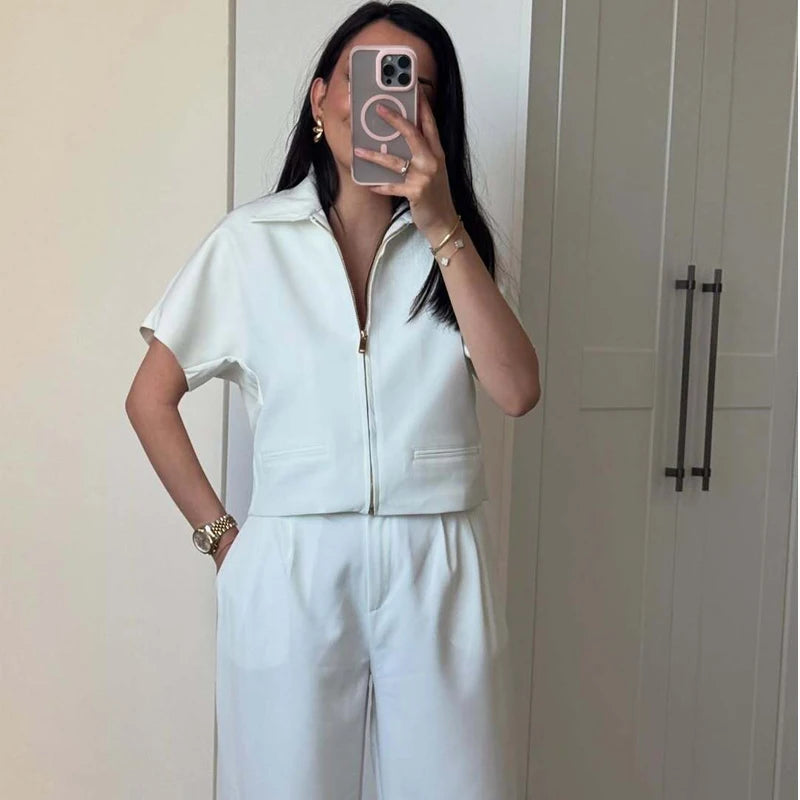 Cropped Varsity-Jacke Damen – Reißverschluss Kurzarm College-Style Streetwear