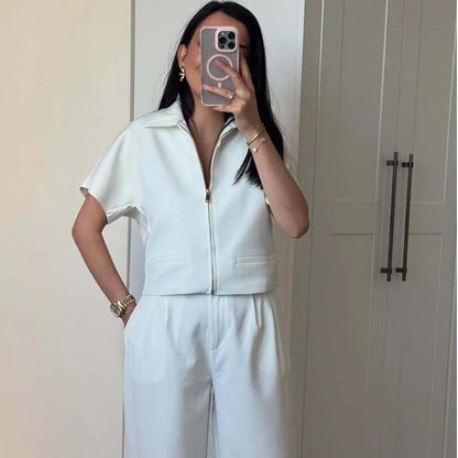 Cropped Varsity-Jacke Damen – Reißverschluss Kurzarm College-Style Streetwear