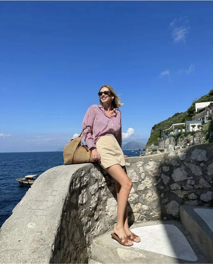 Lässiges Streifenhemd im Loose-Fit – Stylisches Langarm-Popeline-Shirt