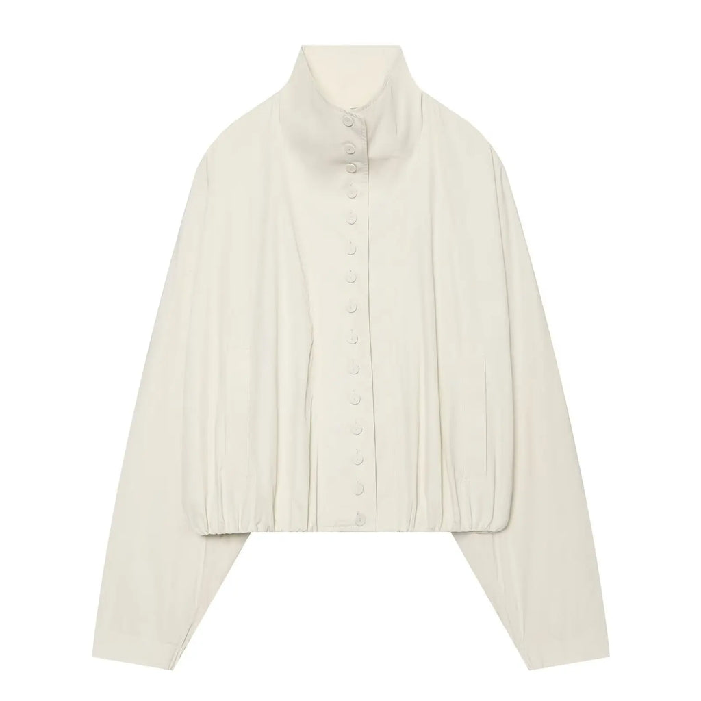 Cropped Jacke Stehkragen Elfenbein - JWANOFFIZIELL