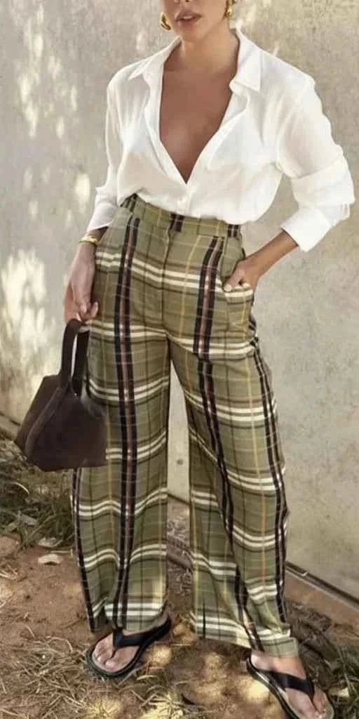 Karierte Wide-Leg Hose - JWANOFFIZIELL