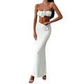 3D-Blüten Bandeau-Top & Maxirock Strick-Set - JWANOFFIZIELL