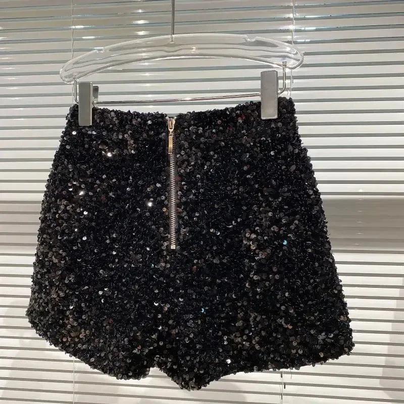 Pailletten-Samt Shorts Glänzend - JWANOFFIZIELL