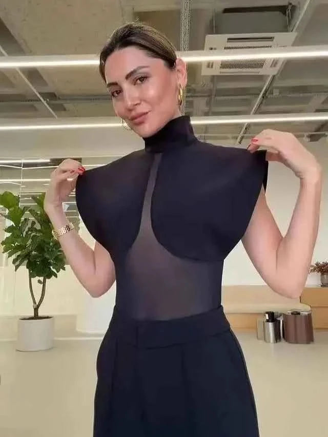 Tüll Patchwork Bodysuit