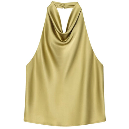 Damen Halter Satin Korsett Top Rückenfrei Elegant