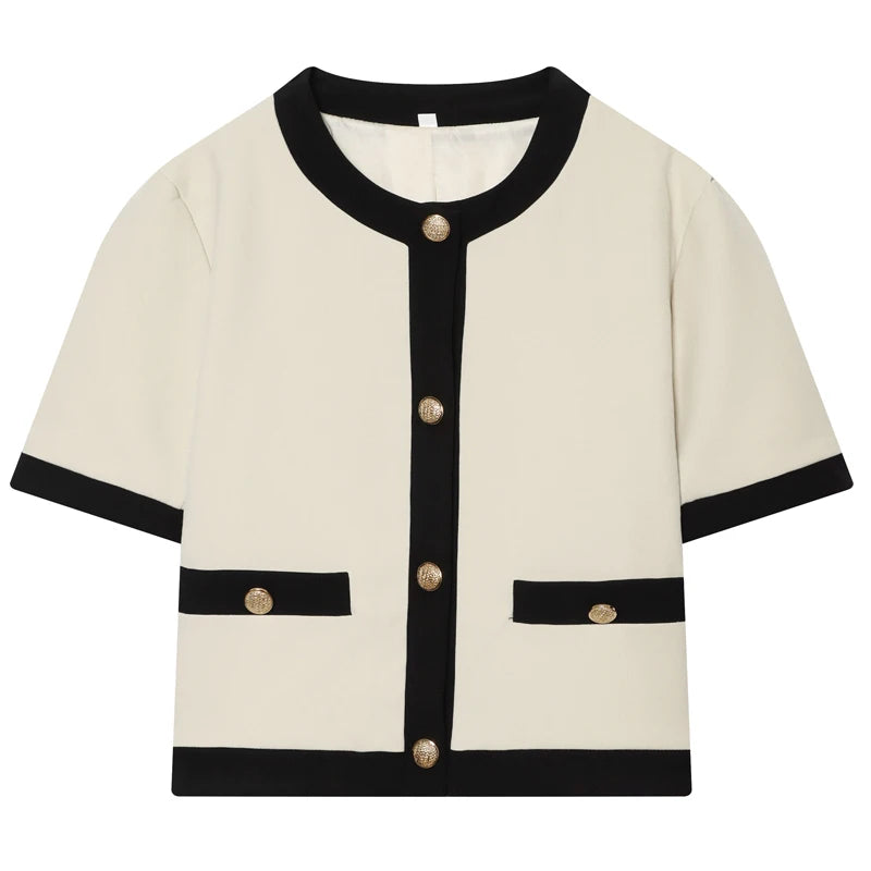 Damen Kurzarm Blazer Casual Crop Jacke