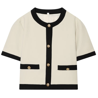 Damen Kurzarm Blazer Casual Crop Jacke