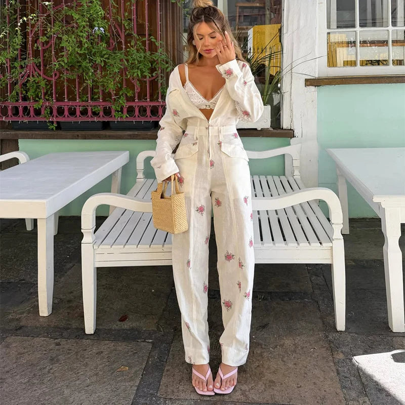 Spitzen-Patchwork Jumpsuit mit Print - JWANOFFIZIELL
