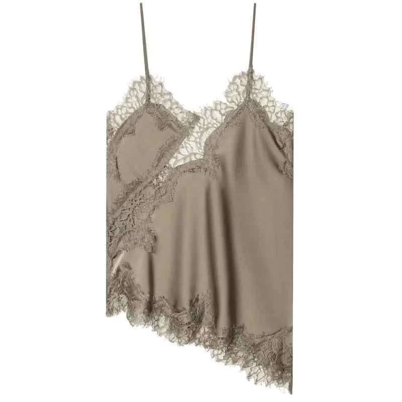 Spitzen Camisole Off-Shoulder in Khaki - JWANOFFIZIELL