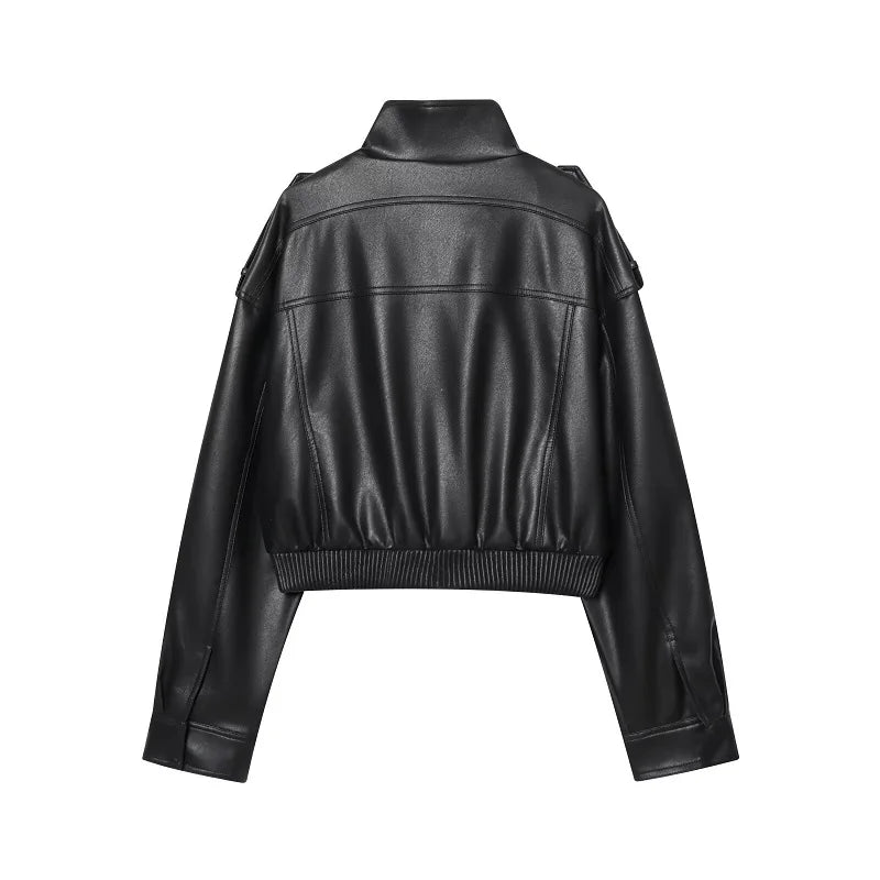 Kunstleder-Bomberjacke Cropped - JWANOFFIZIELL