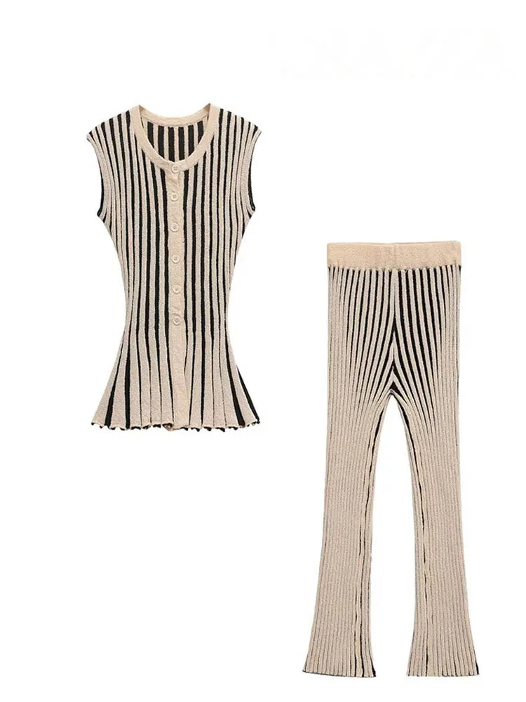 Gestreiftes Strick-Set Top & Hose - JWANOFFIZIELL
