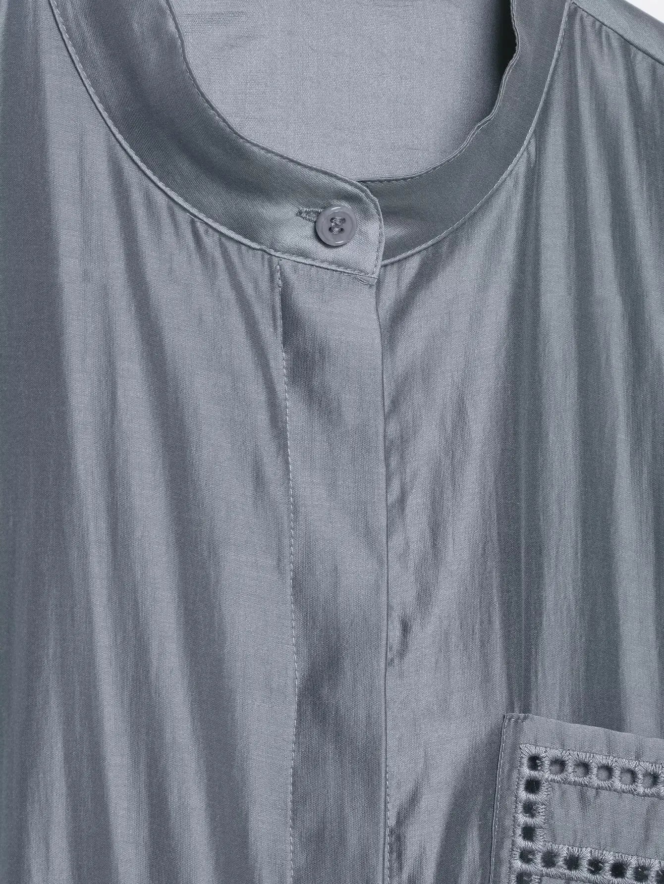 Bestickte Satin-Bluse mit Stehkragen - JWANOFFIZIELL