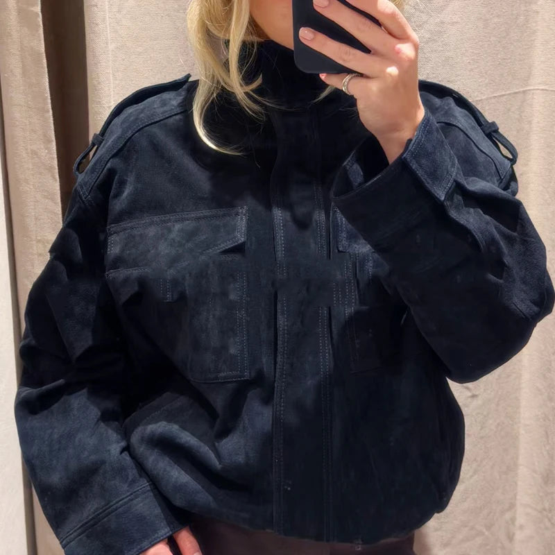 Veloursleder-Bomberjacke Chic - JWANOFFIZIELL