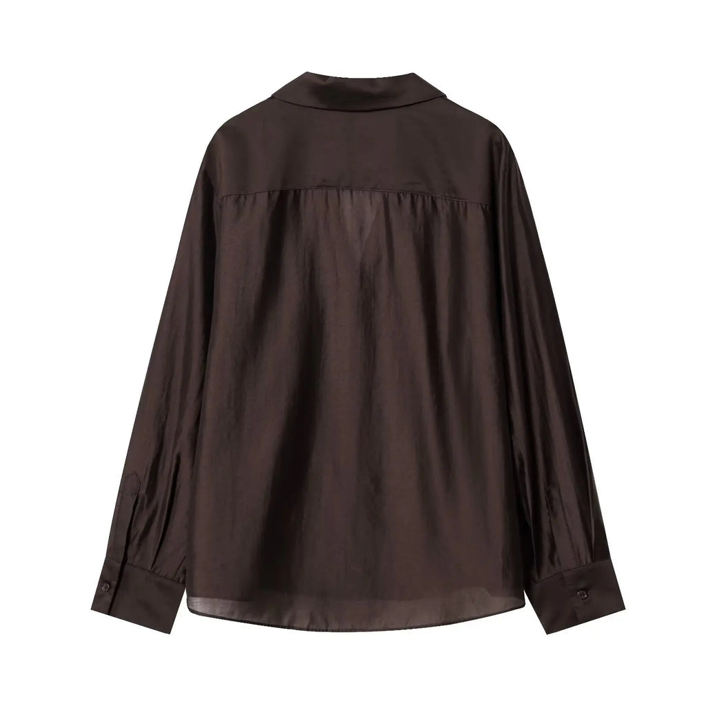 Bestickte Transparente Bluse mit Reverskragen - JWANOFFIZIELL